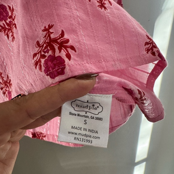 Mud Pie Pint Trenton Printed Ruffle Sleeve Blouse Pink Romantic Cottagecore S - Picture 4 of 6